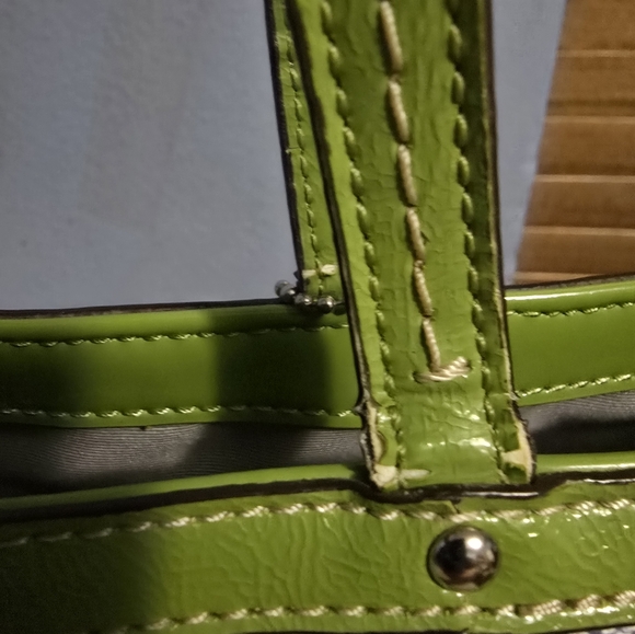 Coach Signature C Blue w/ Green & White Stripe Coated Canvas Small Satchel - Picture 10 of 11